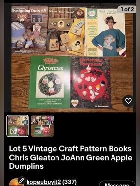 Lot of 5 Vintage Holiday Craft Pattern Books - Green & Red Covers
